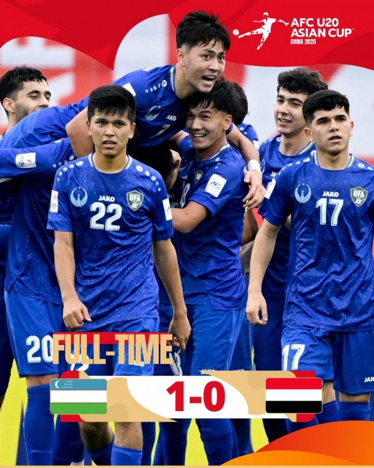  U20亞洲杯-烏茲別克斯坦1-0擊敗也門，奧林博耶夫頭球制勝