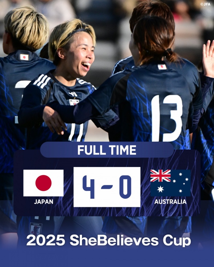  熱身賽日本女足4-0澳大利亞女足，田中美南2射1傳&長谷川唯任隊長