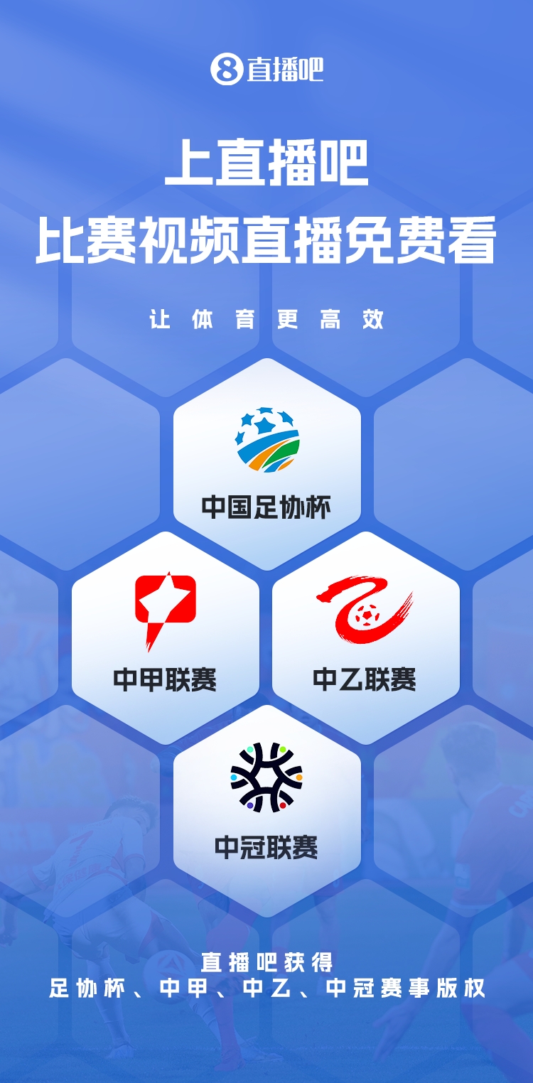  官宣！直播吧獲足協(xié)杯、中甲、中乙、中冠賽事版權(quán)，免費視頻直播